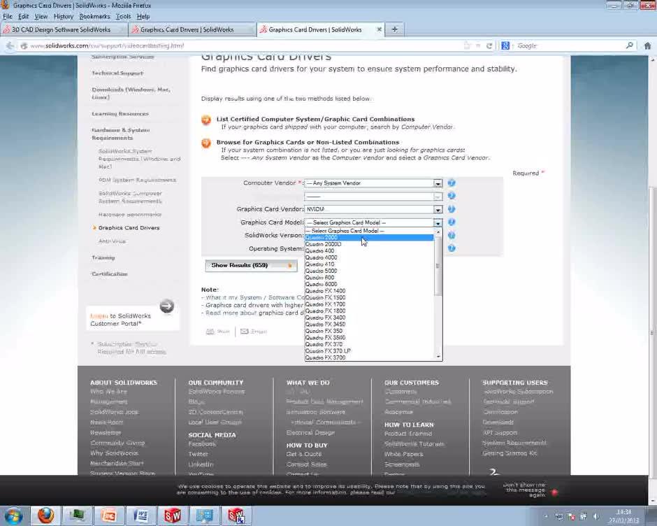 Solidworks supported sales graphics cards