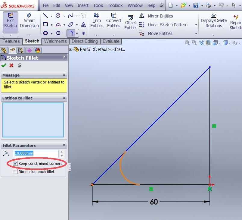 Sketch Fillets And Dimensions To Missing Corners