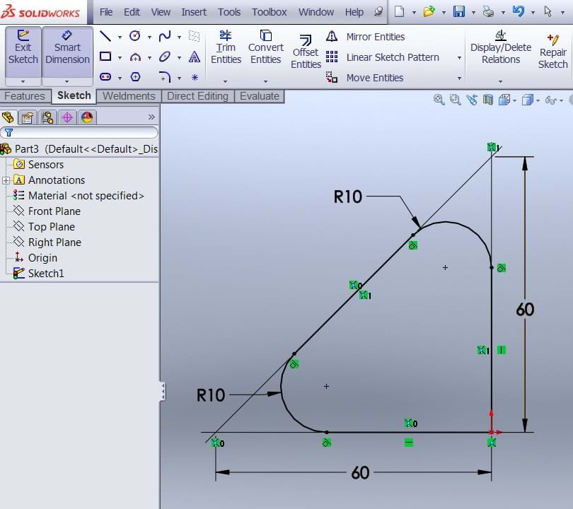 Sketch Fillets And Dimensions To Missing Corners