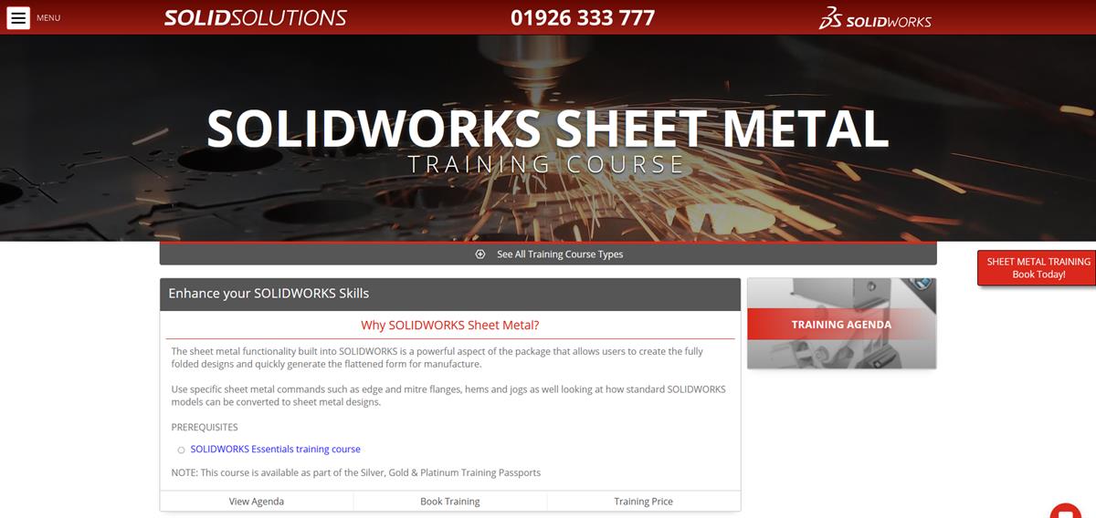 SOLIDWORKS Sheet Metal Training Course Solid Solutions